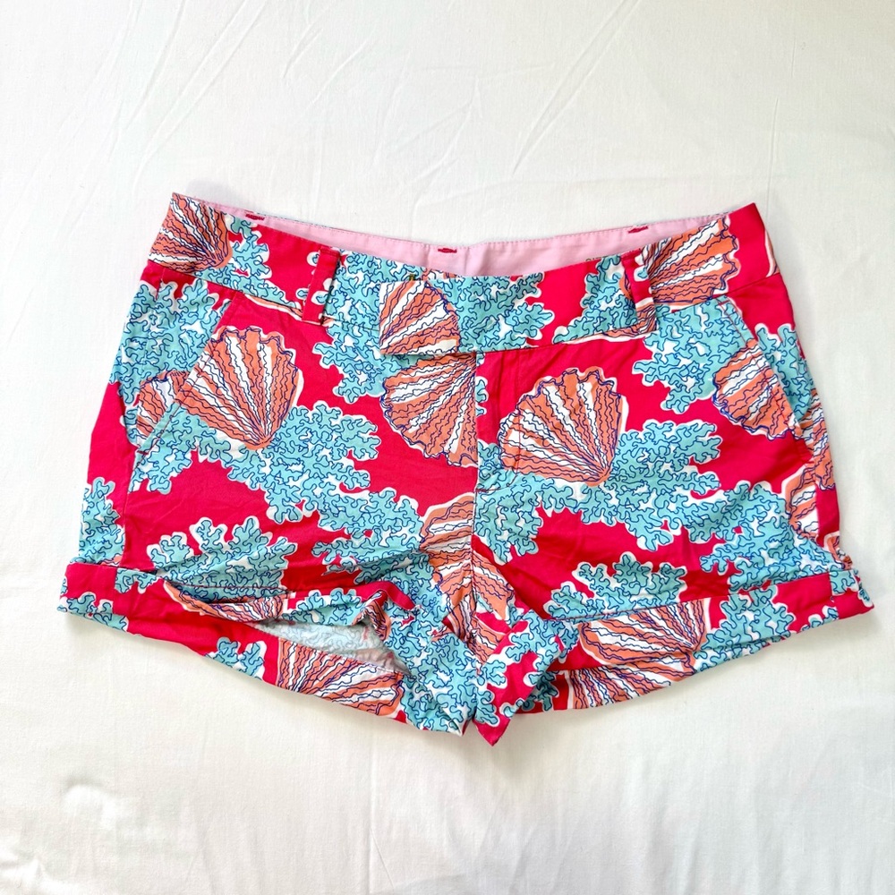 Lilly Pulitzer Barclay Short Women’s 8 Coral Sea Shell 2.75”‎ Beach Resortwear